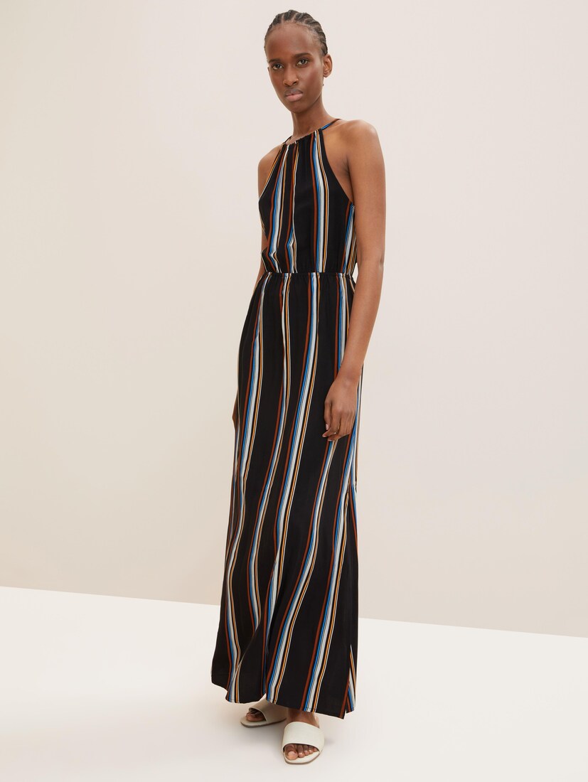 Tom Tailor Womens Maxi Dress Online Shopping - With A Halter Neck Black  Stripes
