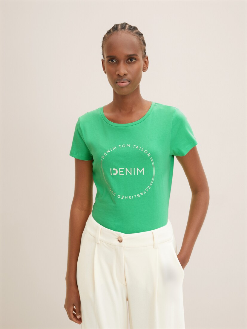 Discount Tom Tailor T-Shirts - With A Logo Print Womens Green