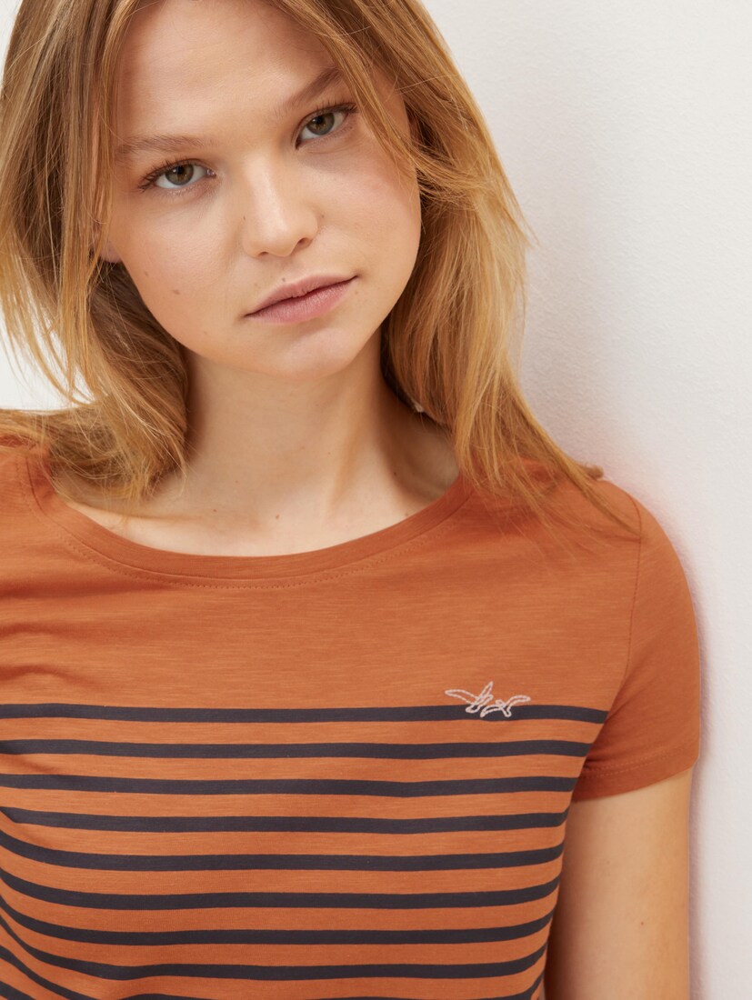 Tom Tailor T-Shirts Cheap - With A Striped Pattern Womens Navy Stripes